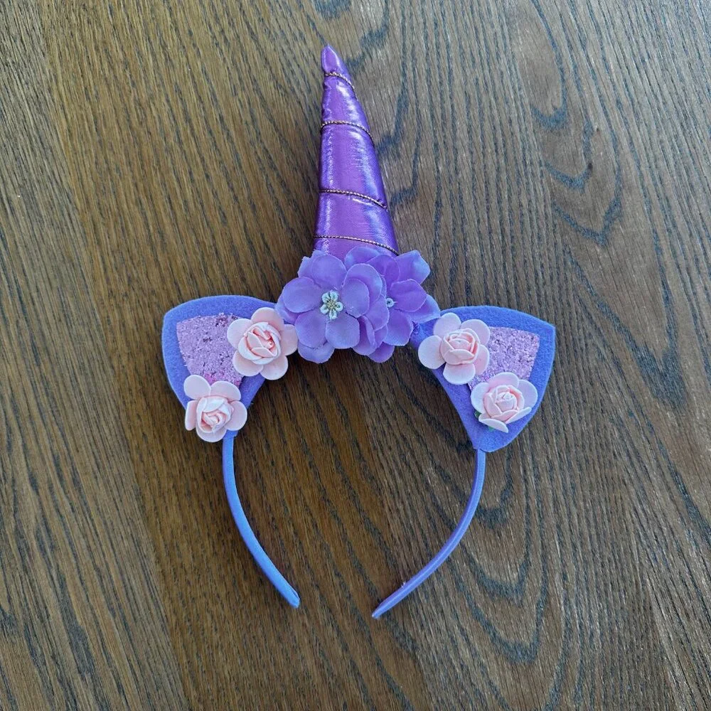 Girls Dance Unicorn Leotard Costume Purple Pink Lilac Headband and Tutu
